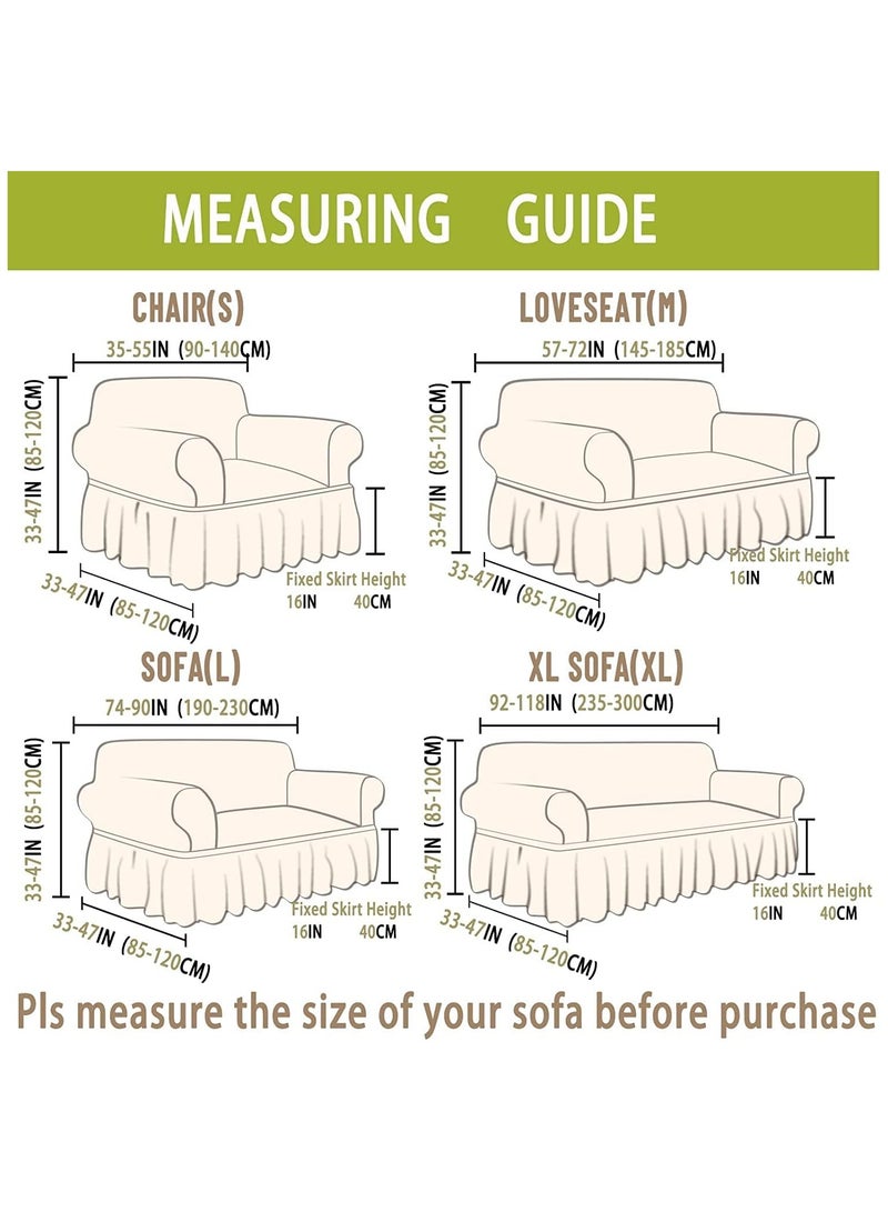 Universal Sofa Slipcover with Skirt For 3 Seater Sofa 1 Piece Washable High Elastic Fabric Sofa Cover For Living Room Bed Room (Egyptian Grey L)  - Image 2