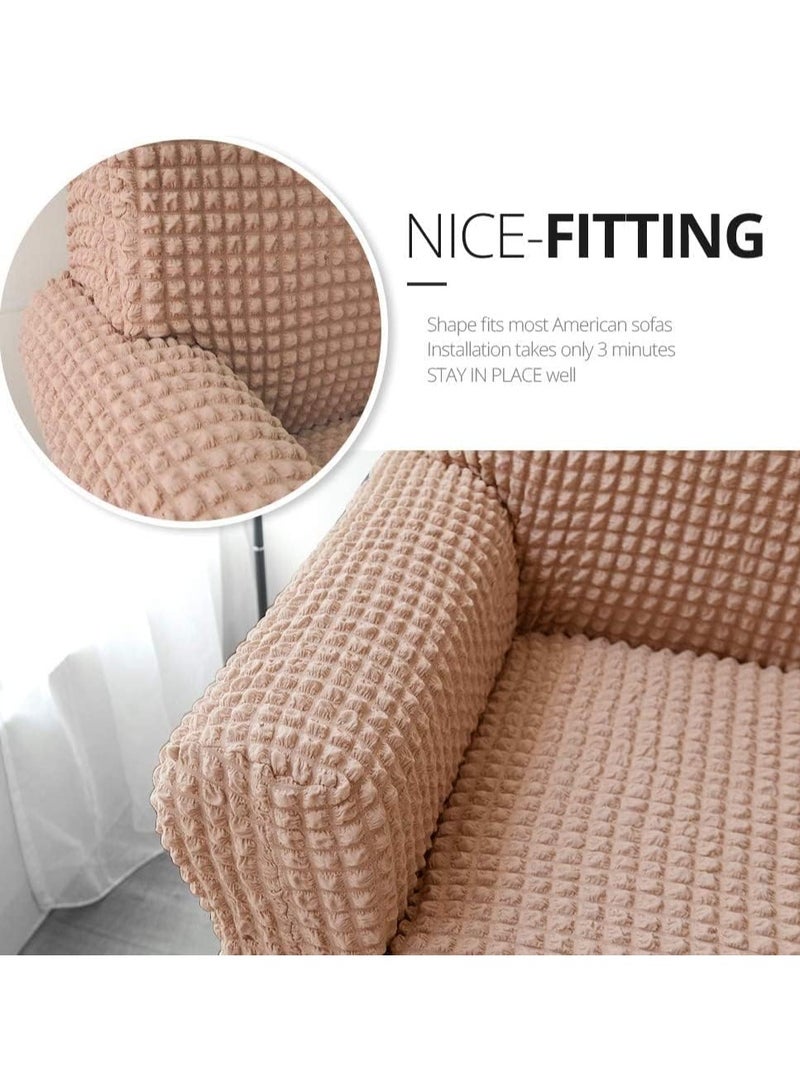Universal Sofa Slipcover with Skirt For 3 Seater Sofa 1 Piece Washable High Elastic Fabric Sofa Cover For Living Room Bed Room (Egyptian Grey L)  - Image 5