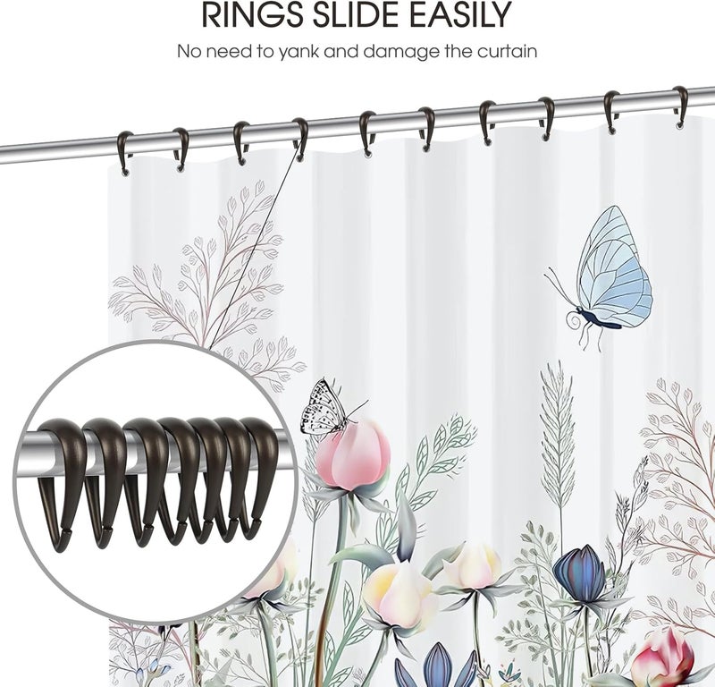Topspring Bronze Plastic Shower Curtain Hooks Rings - 12 Pcs Drop Shaped Bronze Shower Hooks for Curtain Bathroom Shower Rod - Image 3