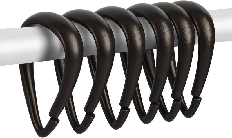 Topspring Bronze Plastic Shower Curtain Hooks Rings - 12 Pcs Drop Shaped Bronze Shower Hooks for Curtain Bathroom Shower Rod - Image 1