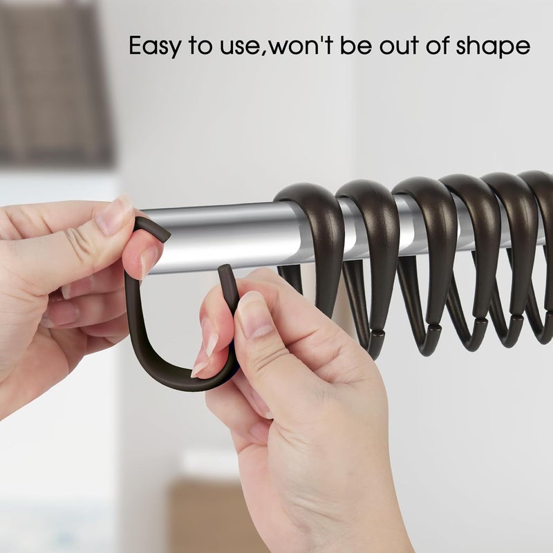 Topspring Bronze Plastic Shower Curtain Hooks Rings - 12 Pcs Drop Shaped Bronze Shower Hooks for Curtain Bathroom Shower Rod - Image 2