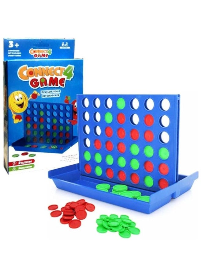 Connect 4 Strategy Game – Classic Blue Grid with Red and Green Discs – Educational Parent-Child Board Game for Kids and Adults – Develop Intelligence, Planning, and Focus – Portable, Durable, and Fun for All Ages - Image 1