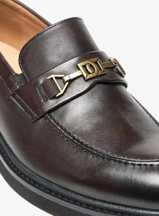 DUCHINI Men's Solid Loafers with Metal Accent