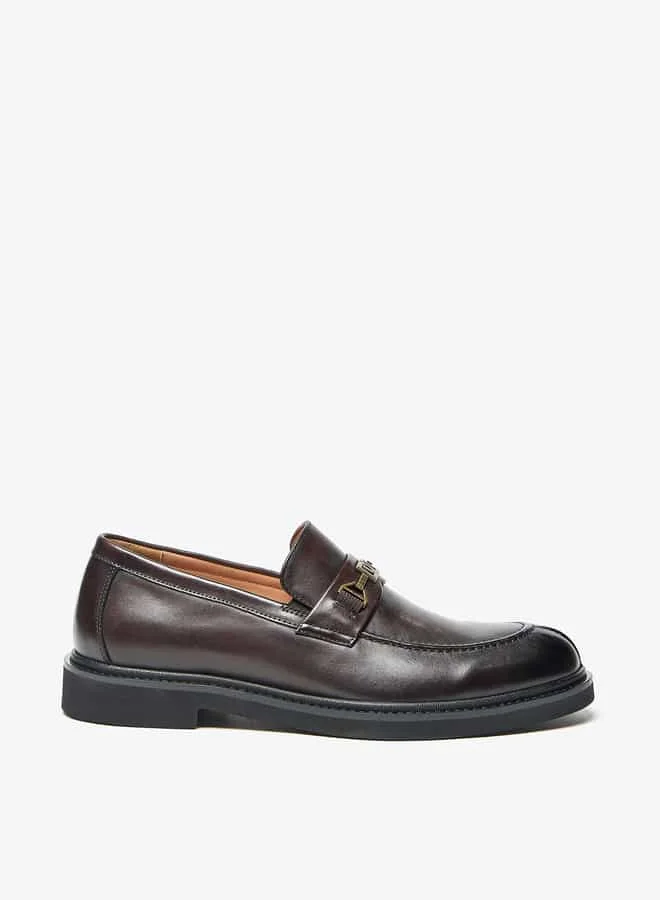 DUCHINI Men's Solid Loafers with Metal Accent