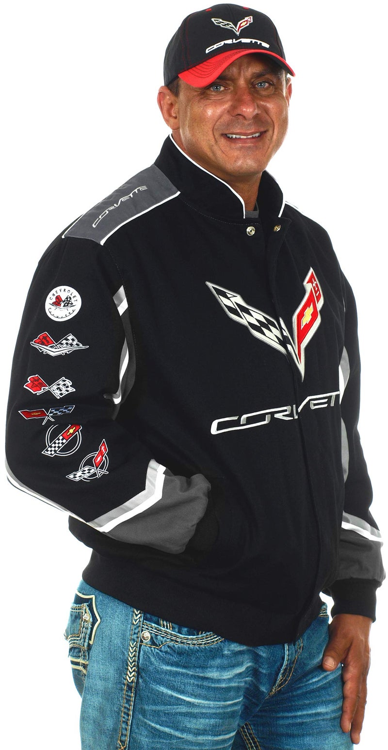 JH DESIGN GROUP Men's Chevy Corvette Embroidered Cotton Twill Jacket (Large, CLG7-Black) - Image 2