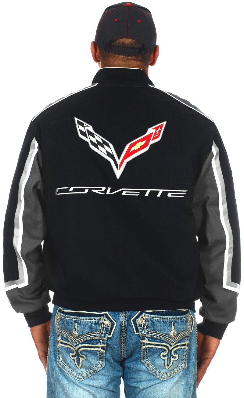 JH DESIGN GROUP Men's Chevy Corvette Embroidered Cotton Twill Jacket (Large, CLG7-Black) - Image 4