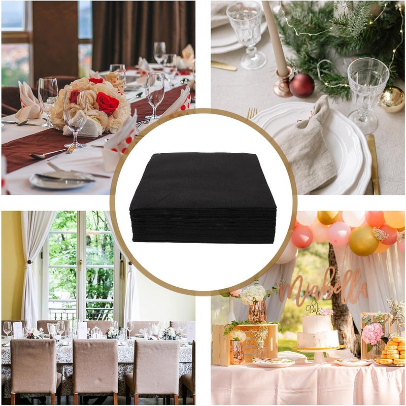 OSALADI 50pcs Black Disposable Paper Napkins Thick Soft Guest Napkin Tissue for Weddings Banquets Party Tableware - Image 3
