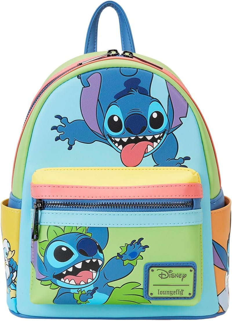Loungefly حقيبة ظهر صغيرة مزدوجة الحزام من لونج فلاي ديزني ستش بلون كتلة - Image 1