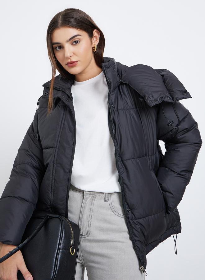 Styli Women Black Regular Fit Regular Length Padded Jacket - Image 1