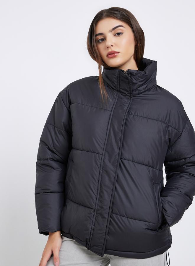 Styli Women Black Regular Fit Regular Length Padded Jacket - Image 3