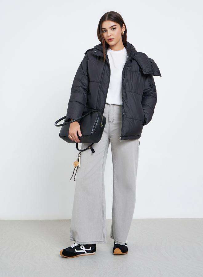 Styli Women Black Regular Fit Regular Length Padded Jacket - Image 2