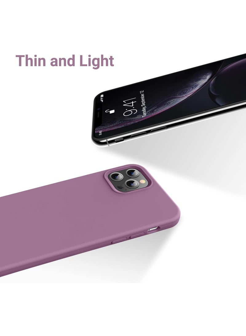 Compatible with iPhone 13 Pro Max Case 6.7 Inch Slim Liquid Silicone 4 Layers Soft Gel Rubber Shockproof Protective Phone Case with Anti Scratch Microfiber Lining (Lavender Purple) - Image 3