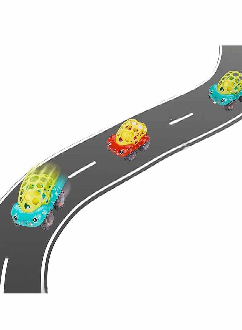 كاست ويف لعبة أطفال سيارات من المطاط الناعم، لعبة كرة خشخشة يدوية، لعبة تعليمية مبكرة لعمر 6-12 شهرًا للأولاد والبنات (أحمر + أخضر) - Image 3