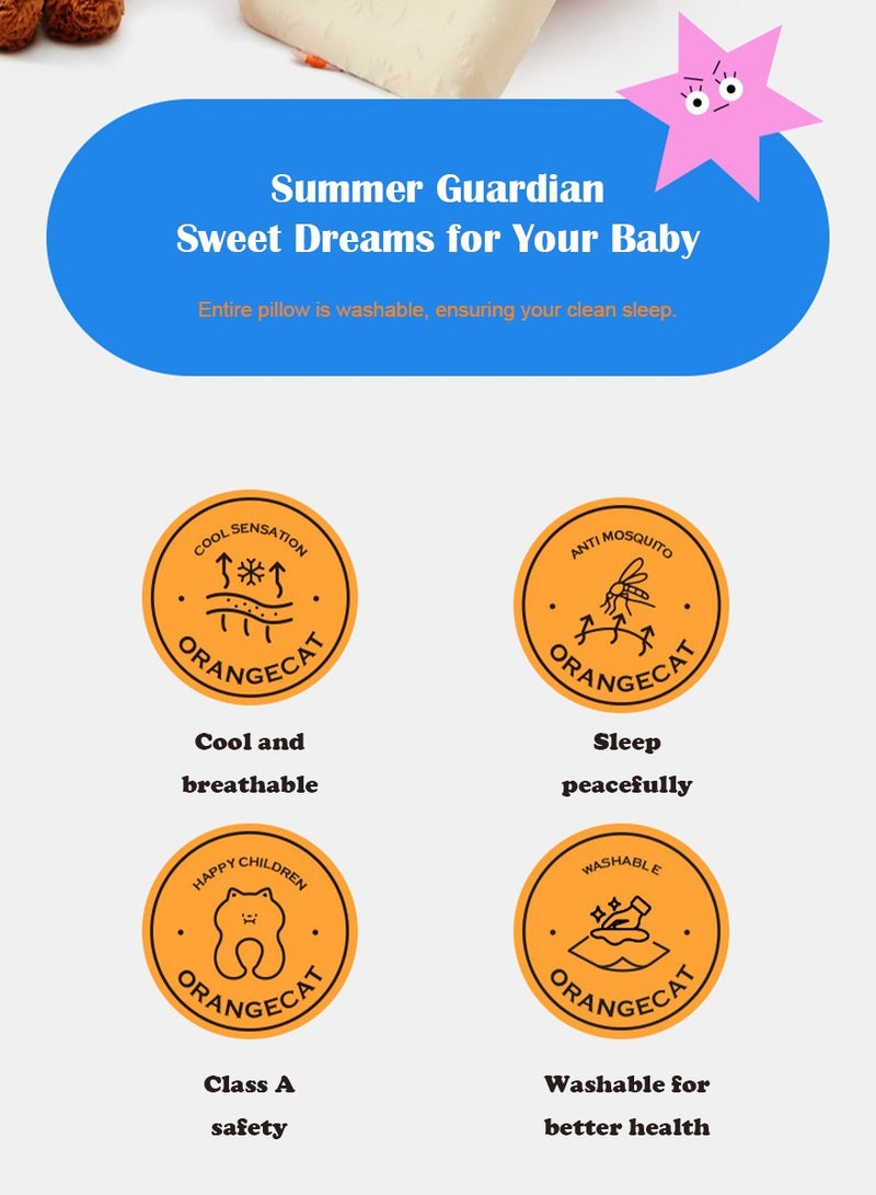 وسادة طفل رغوة الذاكرة القابلة للغسيل مع غطاء طارد للبعوض والتبريد التنفسي. الحماية البدنية للنوم السلمي ودعم الرقبة (الوردي) - Image 2