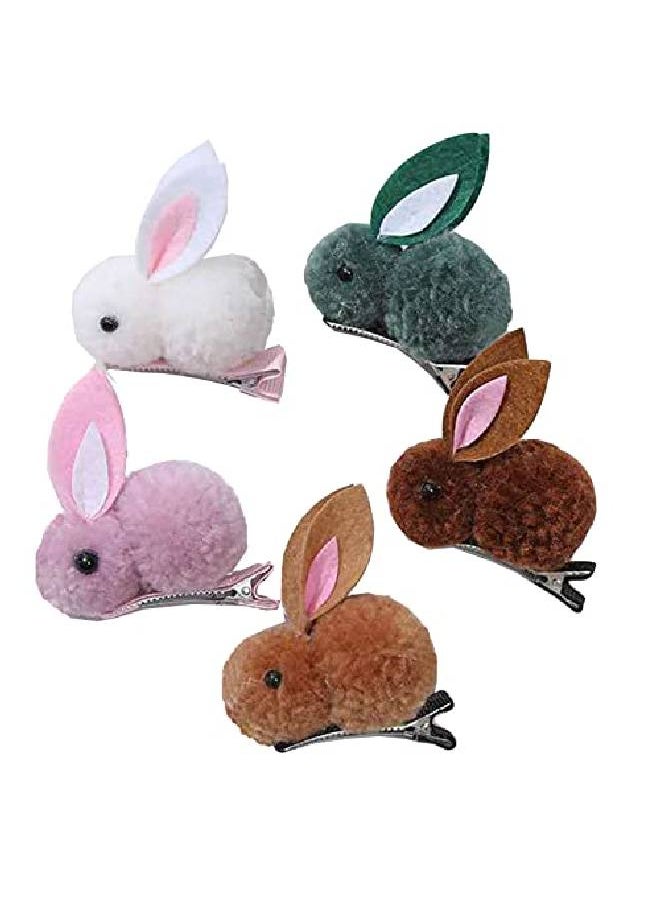 Queenland 10Pcs Stuffed Bunny Hair Clips For Girls Cute Hairpins Barrettes For Kids Teens Women Non Slip Hair Bobby Pins Hair Accessories For Baby Toddlers  - Image 2