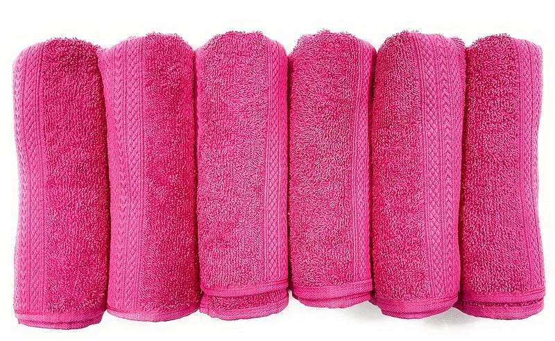 Bombay Dyeing Tulip 100% Cotton Hand Towel 450 GSM (Set of 06) - Dark Pink - Image 4