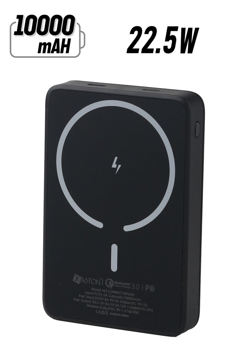 XASTON Connect NP60M 10000mAh Wireless MagSafe Power Bank | 22.5W Fast Charge | Qualcomm 3.0 | Qi Certified 15W | PD & Lightning Ports - Image 1