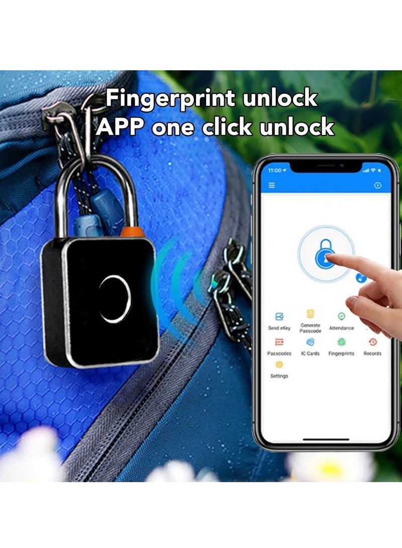 Captaintech Fingerprint Padlock Dual Unlocking Methods, Fingerprint Lock of Sturdy Aluminum Alloy, Durable Locker Lock Enhanced Security for Cabinets Fitness Facilities Toolbox - Image 4