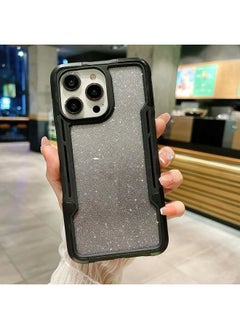 Generic Case Cover For iPhone 13 Armor Acrylic 3 in 1 Gradient Glitter Powder Phone Case Black 