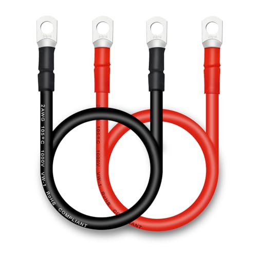 QIATOL Battery Cable 2 AWG Battery Cables with Terminals 2PCS Copper Battery Cables18inch - Image 1