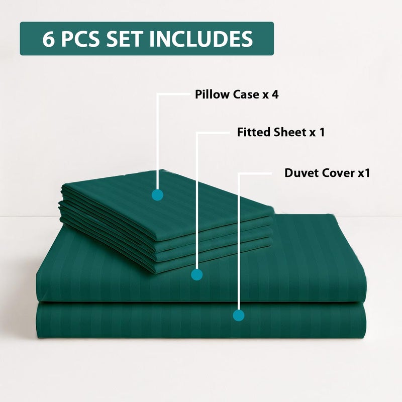 MOONCEE 6Pcs Bed Sheet King Size Set With Duvet Cover 220x240 Microfiber Bed Sheets Bedding Set Includes 1 Fitted Sheet, 1 Quilt Cover & 4 Pillows Cases (Dark Green, 6Pcs Duvet Cover Set- King) - Image 3