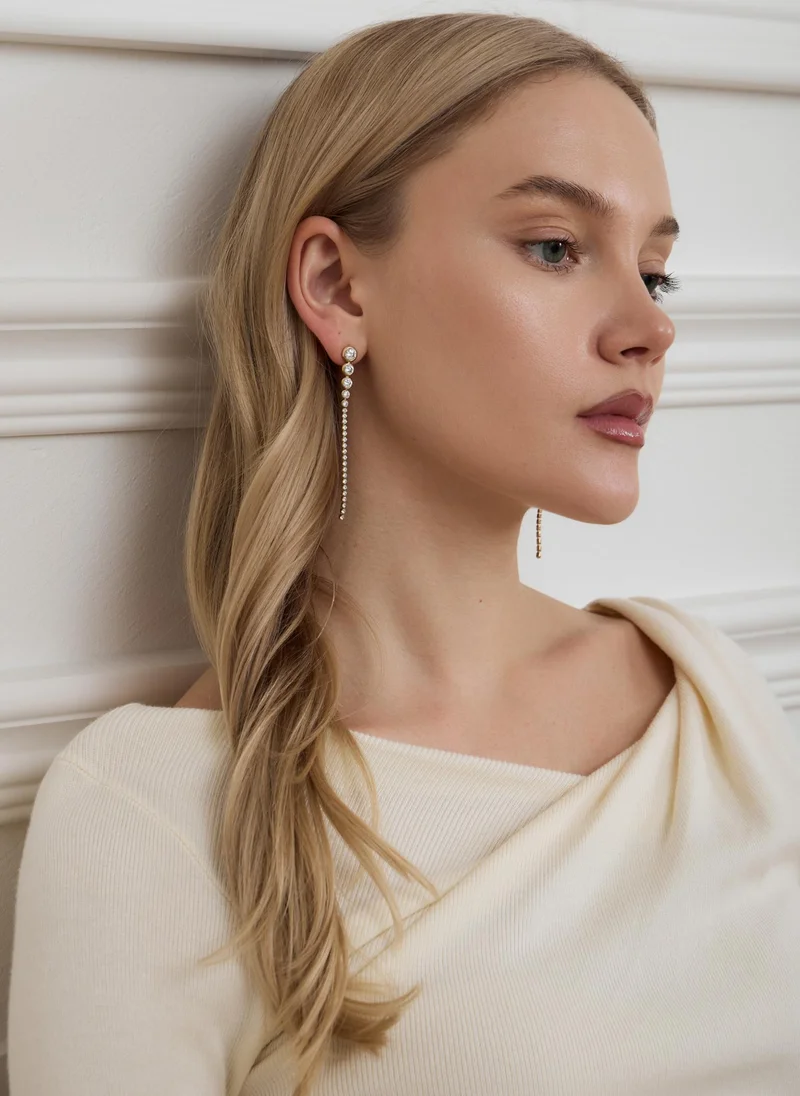 ليتشي أقراط طويلة مرصعة بالزركون