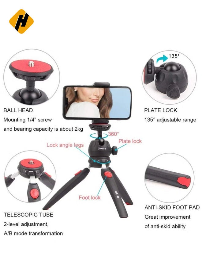 HuHa Jmary MT-35 - Table Top Mini Portable Fold-able Extendable Tripod Stand for Mobile Phones and DSLR & Digital Cameras - Coming with Universal Mobile Phone Holder (MT-35-BLK)  - Image 2