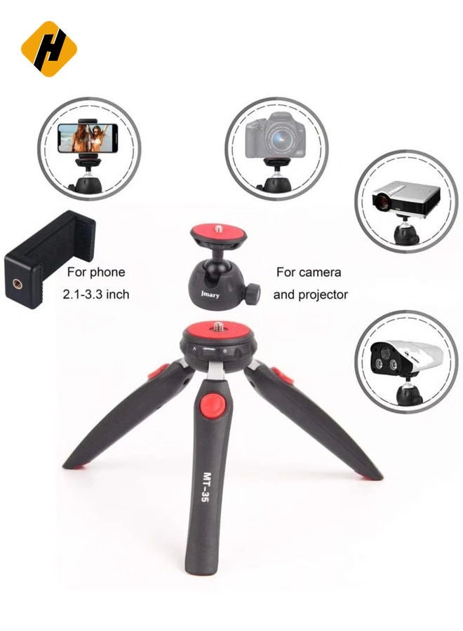 HuHa Jmary MT-35 - Table Top Mini Portable Fold-able Extendable Tripod Stand for Mobile Phones and DSLR & Digital Cameras - Coming with Universal Mobile Phone Holder (MT-35-BLK)  - Image 4