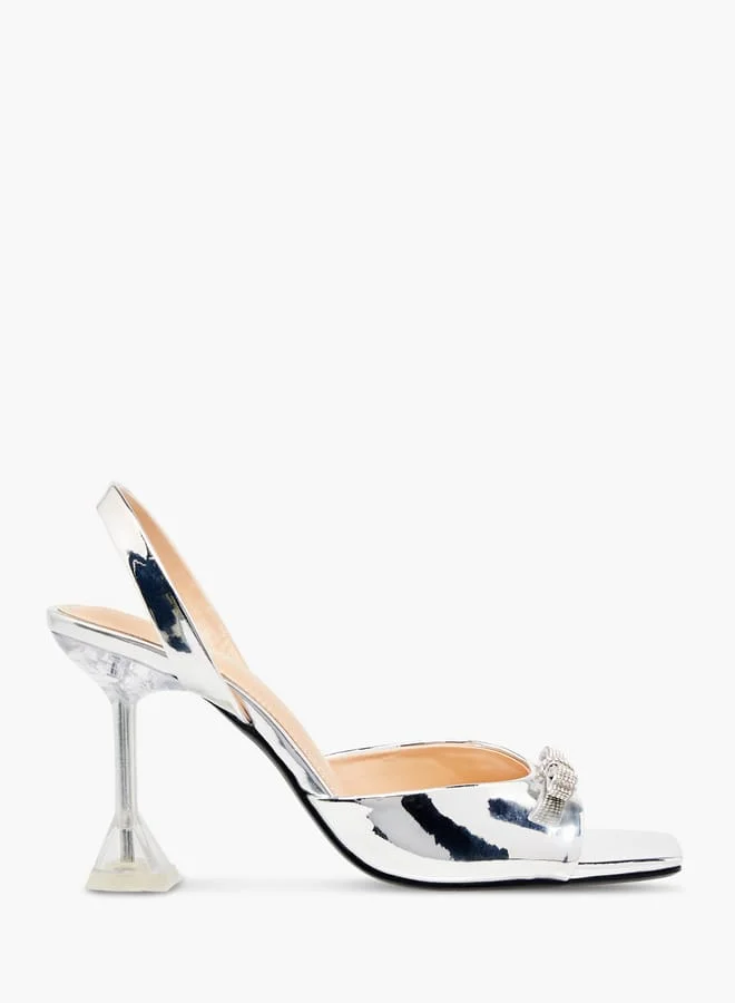 Celeste Womens Bow Accent Slip-On Sandals With Stiletto Heels