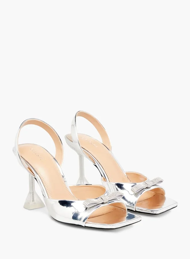 Celeste Womens Bow Accent Slip-On Sandals With Stiletto Heels