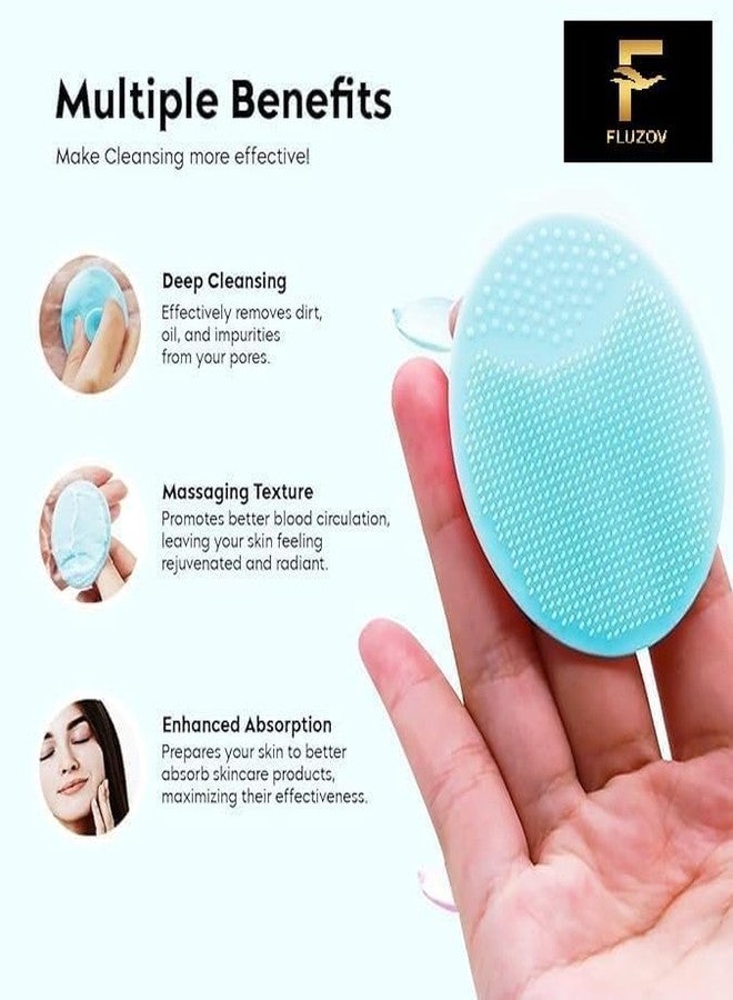 FLUZOV Silicone Back Scrubber(Thick Bristles)& Soft Bath Glove Set,Face Brush Set,Super-Exfoliating Body Scrubber & Super-Lathering Shower Body Brush Combination Combo (4 Piece, 1, count) - Image 5