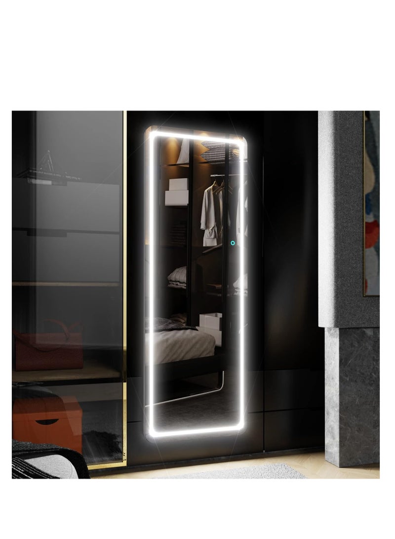 Y&D Full Length Floor Mirror LED Whole Body Mirror, Wall Mounted Hanging Mirror with Lights, Makeup Vanity Mirror, Bedroom Full Size Body Mirror with Dimming & 3 Color Modes  64"x20" - Image 3