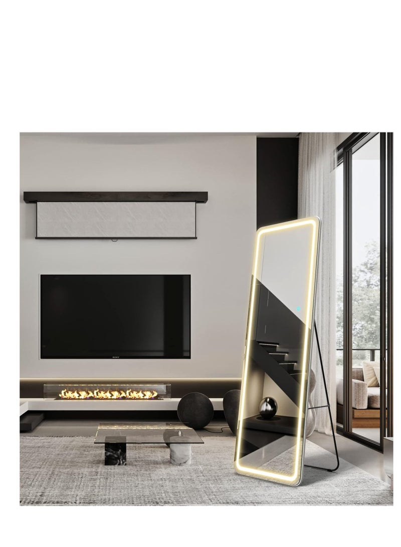 Y&D Full Length Floor Mirror LED Whole Body Mirror, Wall Mounted Hanging Mirror with Lights, Makeup Vanity Mirror, Bedroom Full Size Body Mirror with Dimming & 3 Color Modes  64"x20" - Image 5