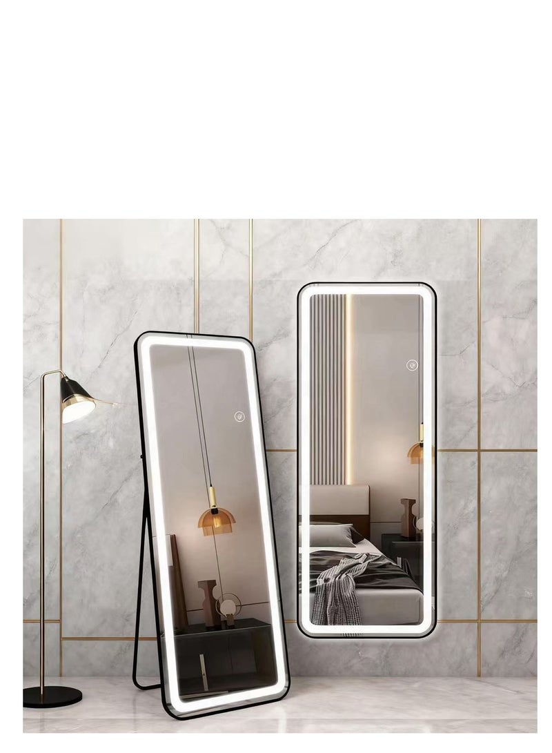 Y&D Full Length Floor Mirror LED Whole Body Mirror, Wall Mounted Hanging Mirror with Lights, Makeup Vanity Mirror, Bedroom Full Size Body Mirror with Dimming & 3 Color Modes  64"x20" - Image 1