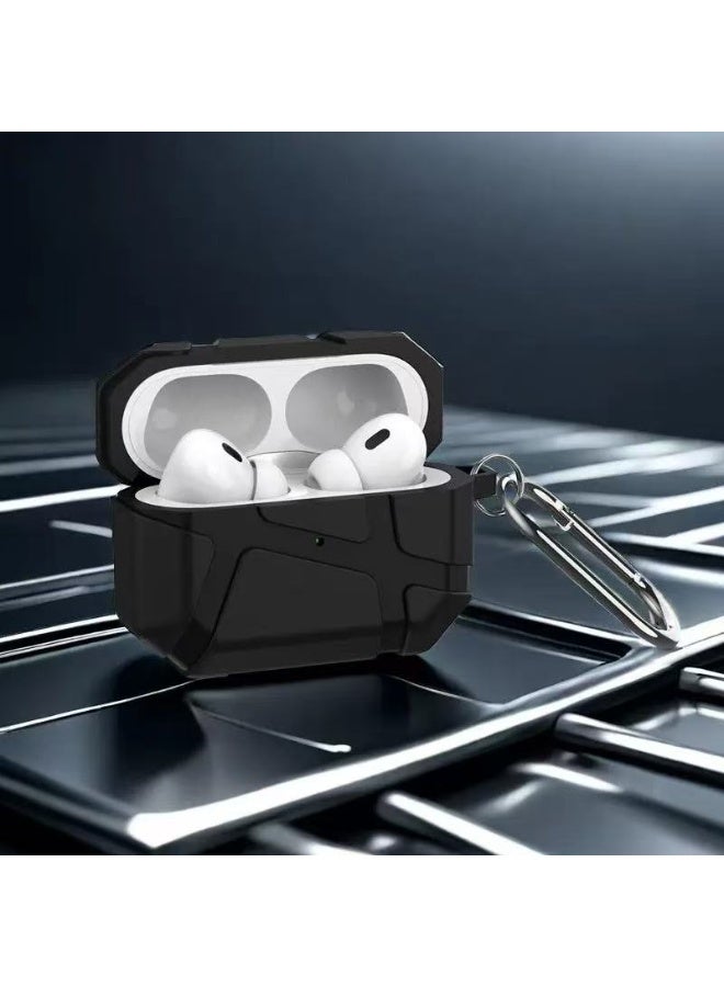 دكينج للحافظة الخاصة بـ AirPods Pro 3، تأتي مع مجموعة قلم تنظيف، غلاف أذن ناعم، مقاومة للصدمات وغير قابلة للانزلاق، حماية كاملة، تشمل مجموعة قلم تنظيف (باللون الأسود) - Image 2