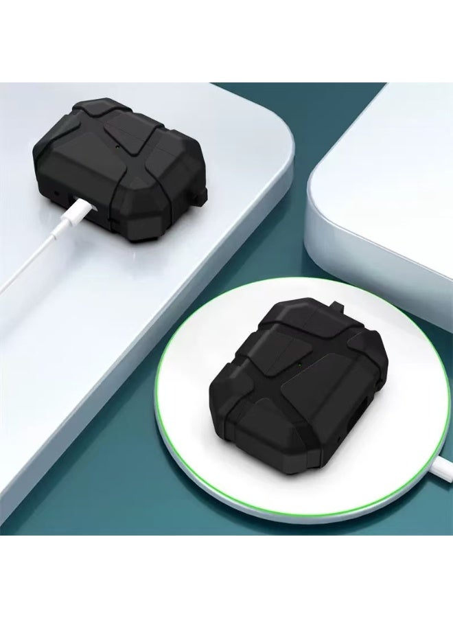 دكينج للحافظة الخاصة بـ AirPods Pro 3، تأتي مع مجموعة قلم تنظيف، غلاف أذن ناعم، مقاومة للصدمات وغير قابلة للانزلاق، حماية كاملة، تشمل مجموعة قلم تنظيف (باللون الأسود) - Image 3