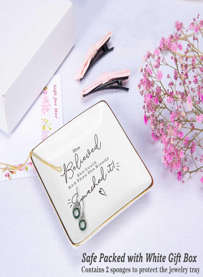 NZY Inspirational Quotes Gift-Christmas Gift-Congratulation Affirmation Reminder Present-Positive Motivational Encouragement Present,She Believed She Could-Jewelry Tray Trinket Holder Ring Dish - Image 2