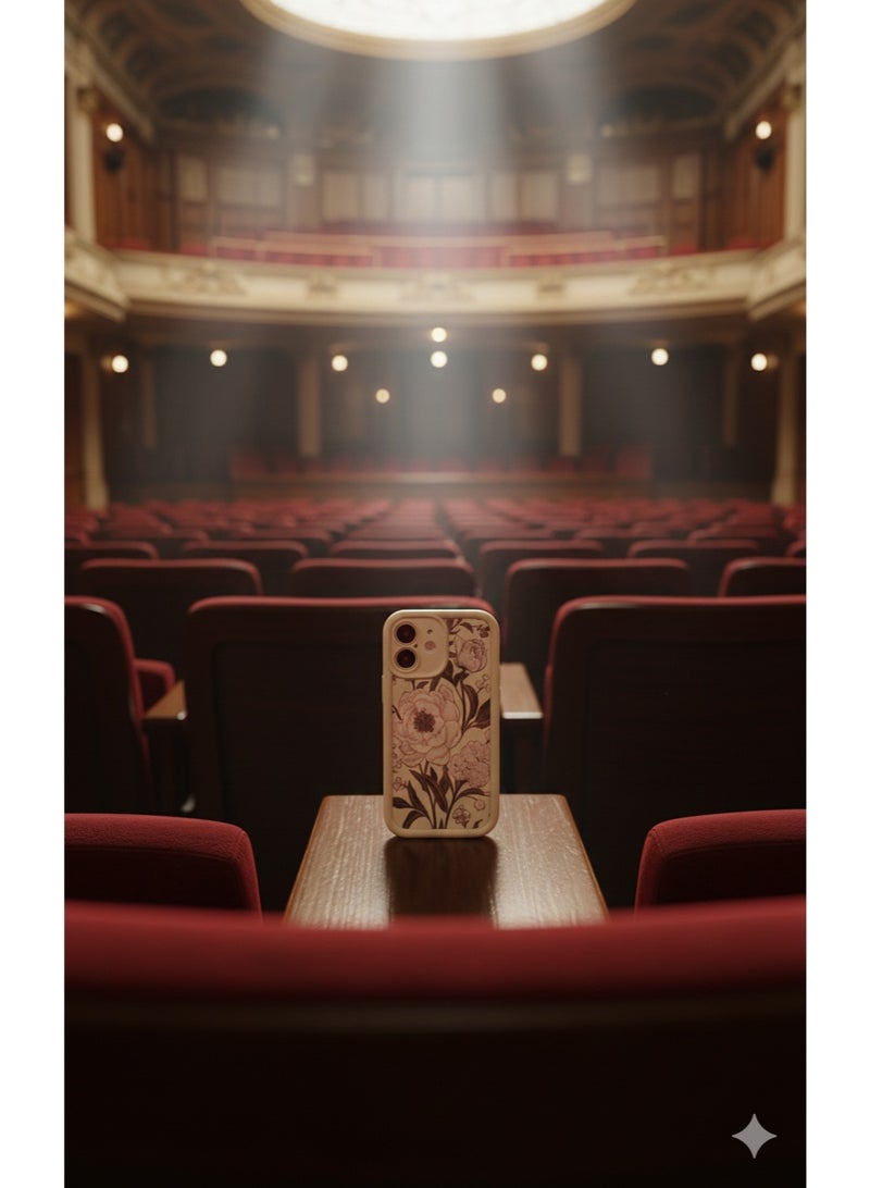Grace A stunning cream-colored canvas adorned with intricate, soft-pink floral illustrations and deep charcoal foliage for a refined, vintage look Case - protective cover for Iphone 16 - Image 2
