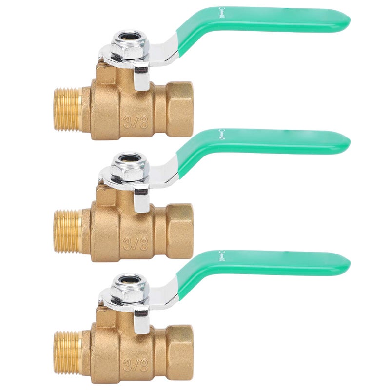 3Pcs Brass Ball Valve Set 3 8 Inch Male Female Thread Water Pipe Shut Off Switch - Image 2