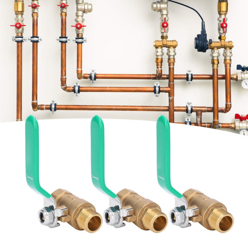 3Pcs Brass Ball Valve Set 3 8 Inch Male Female Thread Water Pipe Shut Off Switch - Image 4
