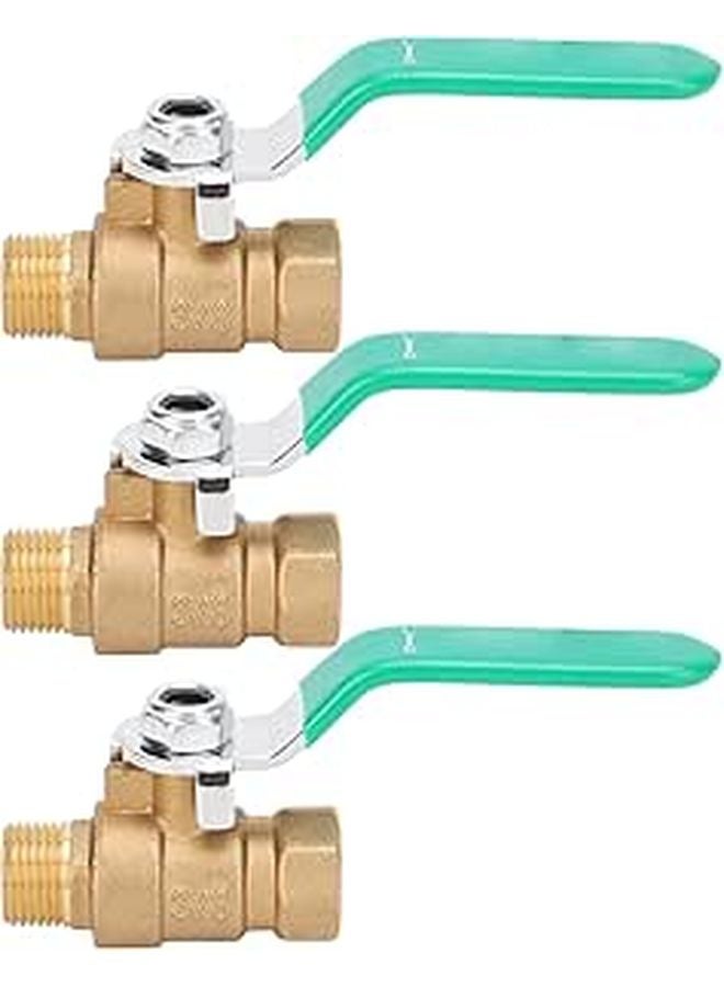 3Pcs Brass Ball Valve Set 3 8 Inch Male Female Thread Water Pipe Shut Off Switch - Image 1