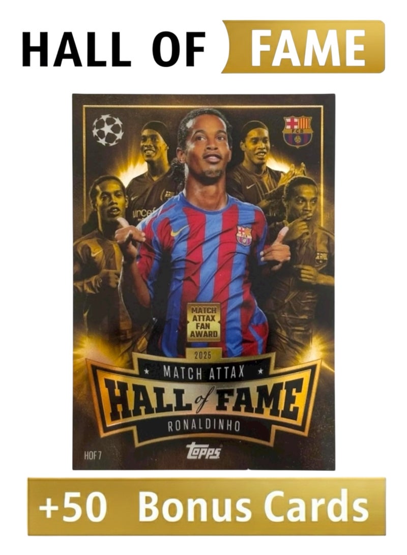Topps Match Attax 25/26 - Hall of Fame Ronaldinho + 50 Bonus Cards - Image 1