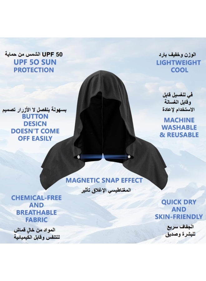 سولومي طقم 2 قطع منشفة رياضية ومنشفة نادي بغطاء رأس للتبريد – أغطية تبريد للرأس والرقبة مع حماية من الشمس والأشعة فوق البنفسجية – مثالية للجيم والرياضة والجري واليوغا (أسود وأزرق ملكي) - Image 2