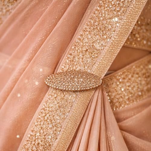ACCESSHER Sparkling Safety Pins with Rhinestones & Pearls | Stylish Saree Pins, Neckline Safety Pins for Dresses, Pleats Decorative Brooch for Women and Girls, Pack of 3 (Deesign 1) - Image 2