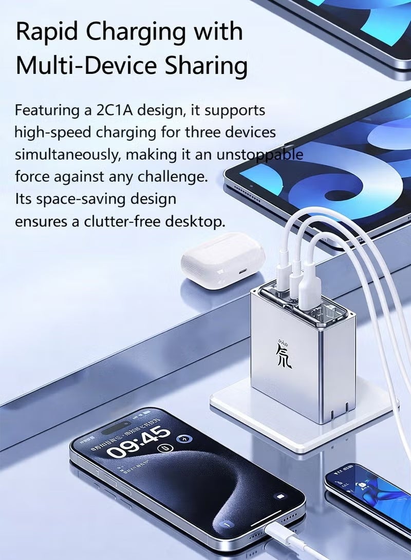 RedMagic 100W Fast Multi Charger Three-Port Compact Design, Foldable Pins, NeoCharger 3.0, For Redmagic Astra, Nova, iPad Pro, iPad Air, Tablets, Macbook, Laptops - with cable - (US Version) - Image 5