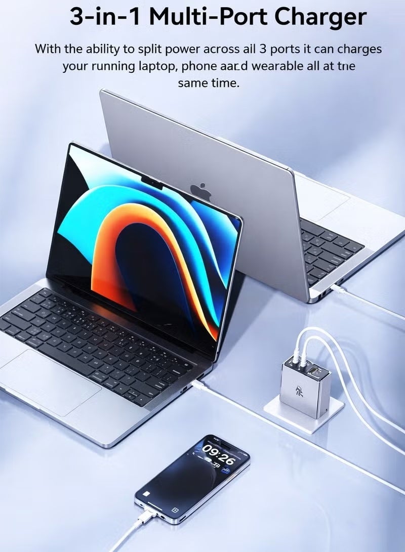 RedMagic 100W Fast Multi Charger Three-Port Compact Design, Foldable Pins, NeoCharger 3.0, For Redmagic Astra, Nova, iPad Pro, iPad Air, Tablets, Macbook, Laptops - with cable - (US Version) - Image 2