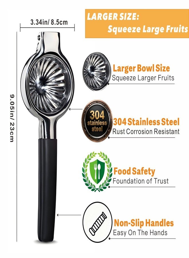 iStarcas Stainless Steel Lemon Squeezer, Manual Citrus Juicer with Non-Slip Handles, 304 Grade Steel Large Manual Lemon Press Juicer, Ergonomic Design Handheld Lime Squeezer Fruit Juicer - Image 2