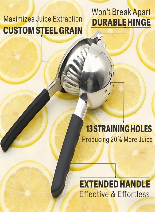 iStarcas Stainless Steel Lemon Squeezer, Manual Citrus Juicer with Non-Slip Handles, 304 Grade Steel Large Manual Lemon Press Juicer, Ergonomic Design Handheld Lime Squeezer Fruit Juicer - Image 3