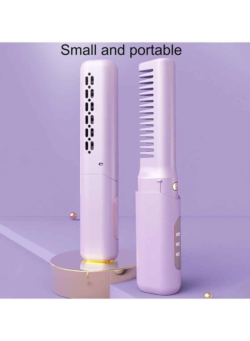 general Hair Straightener Brush, Comb Brush Straightener, 2 in 1 Cordless Heated Styling Comb, Portable Hair Straight Brush, Smooth Hair Flat Iron Brush, 3 Heating Setting Brush, Durable Hair Iron Brush - Image 3