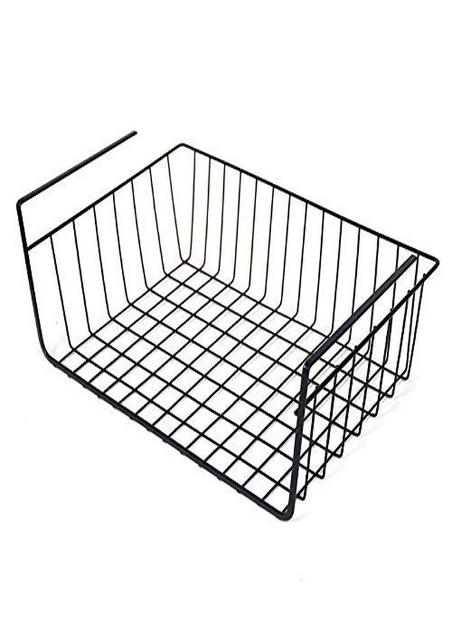 Pikify Combo Pack of 1 Under Shelf Hanger Basket Steel Wire Rack Storage for Kitchen & Bathroom Organizer Assorted Colour: Black (28x26x15CM) (Made in India) - Image 1